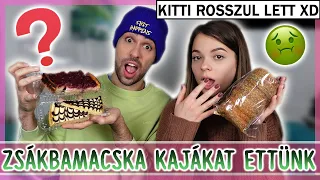 $ ZSÁKBAMACSKA KAJÁKAT ETTÜNK KITTIVEL! 😱 *Kitti rosszul lett xD* $