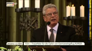 Germanwings-Absturz: Trauerreden von Hannelore Kraft und Joachim Gauck am 17.04.2015