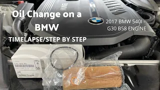 2017 BMW 540i/G30 Oil Service - TIMELAPSE/STEP BY STEP