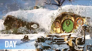 Hobbit Winter DAY Ambience 1H in the Shire ❄️🌨 Snow Falling & Sledding Sounds & more | Immersive 4K