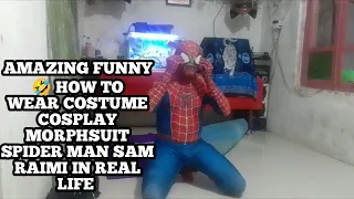 Amazing Funny How To Wear Costume Cosplay Morphsuit Spiderman Sam Raimi In Real Life