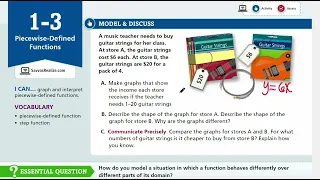 Algebra II Lesson 1-3: Piecewise-Defined Functions - Model and Discuss