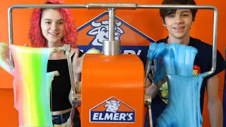 Making Rainbow Taffy Slime on a Taffy Machine!  #ElmersWhatIf