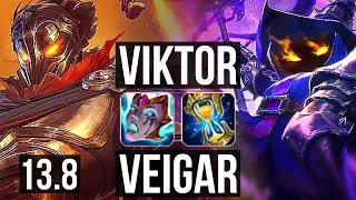 VIKTOR vs VEIGAR (MID) | 6/0/4, 400+ games, Dominating | KR Diamond | 13.8