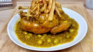 RECETTE RAMADAN 2024 🌙 LE POULET AUX OLIVES À LA MAROCAINE AVEC SA DARMIRA ET FRITES MAISON 🇲🇦