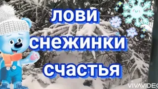 Со снегопадом⛄ Красивое поздравление❄️Лови снежинки счастья❄️музыкальная открытка❄️