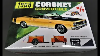 FIRST LOOK! 1968 Dodge Coronet R/T 440 Magnum Convertible 1/25 Scale Model Kit Review MPC 978