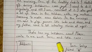 Write A Letter To Your Friend Describing Him About Your Lockdown Days | Letter Writing In English