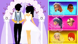 Wrong Wedding Ladybug & Cat Noir Marinette &Adrien Couple in Love Miraculous Wrong Puzzles Transform