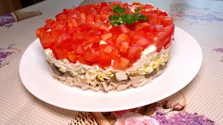 ГЕНИАЛЬНЫЙ салат на ПРАЗДНИЧНЫЙ стол! Салат Красная шапочка. Вкусный, сочный и яркий салат с курицей