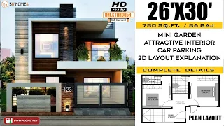 Home Design 3D  | 26'X30' | Budget 15-18 Lakh | House Plan | Walk through | Complete Details