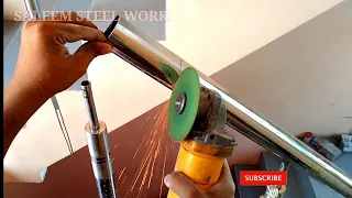 सुराख करने से लेकर पॉलिश करने तक रेलिंग कैसे लगाते हैं||Stainless steel railing Full process