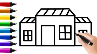 House drawing easy | How to draw a Cute House for kids | Step by step house drawing