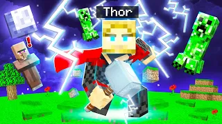 Playing MINECRAFT As THOR! (Superpowers)