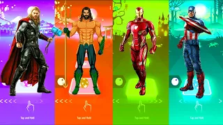 Thor 🆚 Aquaman 🆚 Iron Man 🆚 Captain America | Marvel Comics 🆚 DC Comics | Tiles Hop Fun Ball
