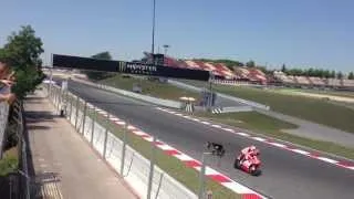 Randy Mamola and guest crashes Moto GP Catalunya 2013