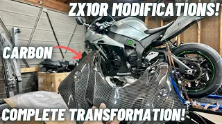 KAWASAKI NINJA ZX10R COMPLETELY TRANSFORMED WITH LOTS OF MODS!
