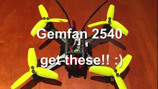 Leader 120 stock Maiden Flight + Gemfan 2540 test