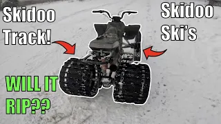 Snowquad Built With Snowmobile Skis and Tracks!