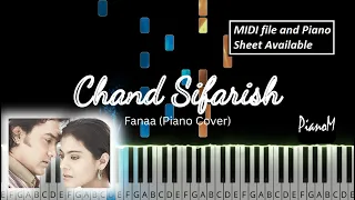 Chand Sifarish | Fanaa | Aamir Khan, Kajol | Shaan, Kailash Kher | Piano Cover | MIDI & Piano Sheet