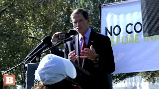 "Handmaid's Tale" Protester Interrupts Sen. Blumenthal at Anti-Barrett Protest