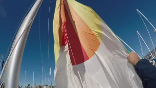 Symmetrical Spinnaker on Catalina 36-first time out of the box.