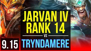 JARVAN IV vs TRYNDAMERE (TOP) | Rank 2 Jarvan IV, Rank 14, KDA 8/1/14 | TR Challenger | v9.15