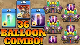Unbelievable 36 Balloon Th15 Attack Strategy With Bat Spell & Invisibility Spell (Clash of Clans)