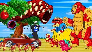 The war between the Blue witch and the princess Godzilla | baby Godzilla x mini Kong x Raptor dino