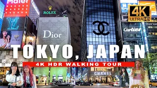 Tokyo, Japan Luxury Walking Tour | Night Walkthrough Ginza & Shinjuku District | 4K HDR 60fps