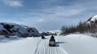 Kola Peninsula by Snowmobile. Road to Titiovka river