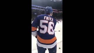 New York Islanders pregame warmup vs Chicago Black Hawks - March 24, 2018