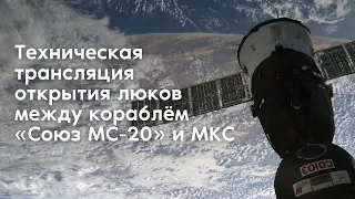 Техническая трансляция открытия люков между кораблем «Союз МС-20» и МКС