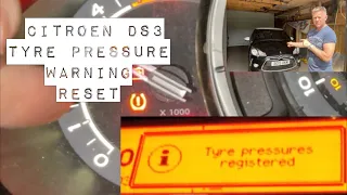 Citroen DS3 Tyre Pressure Warning Reset TPWS Or TPMS.