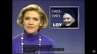 Myrna Loy:  News Report of Her Death - December 14, 1993