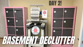 ORGANIZE MY BASEMENT WITH ME: Day 2! We are making progress! // Serial Crafting