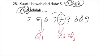 Kuartil bawah dari data :5,5,7,7,6,8,7,8,9 adalah