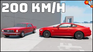 OLD MUSTANG vs NEW MUSTANG! 200 Km/H CRASH TEST! - BeamNg Drive