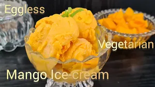 Easy Mango Ice Cream Recipe With Basic Ingredients | Eggless Vegetarian