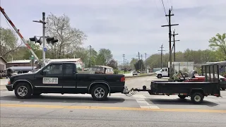 Truck Smacks Railroad Crossing Gate Beating Train!  Heavy Train Stalls On Williamsburg Hill, Part 1