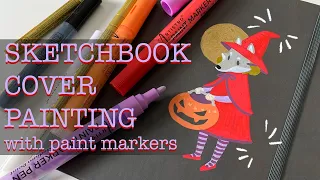 PAINT WITH ME: halloween illo sketchbook cover painting using artistro acrylic paint pens