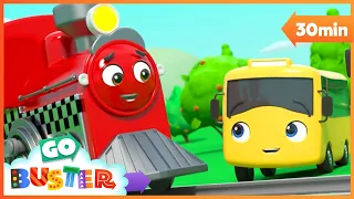 Buster Rescues the Runaway Train! | Go Buster | Baby Cartoon | Kids Video | ABCs and 123s