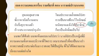 วิชาภาษาไทย วรรณคดีวิจักษ์ ม.2 รามเกียรติ์ ตอน นารายณ์ปราบนนทก