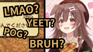 【ENG SUB】Korone learns English slangs (lmao, yeet, pog, bruh)