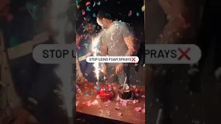 Do not Use the Birthday Spray 😔 . . Party foam contains chemicals that are not good for the eye.