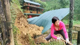 Heavy rain leads to landslides that damage the barn. How will the girl fix it ?