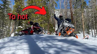 50 degree days and snowmobiles don't mix (NOT FUN)