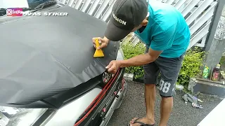 TUTORIAL PEMASANGAN STIKER CARBON KAP MESIN TOYOTA CALYA OTOMOTIF