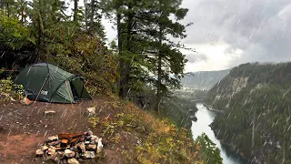 CAMPING in RAIN on Side of CLIFF | Rain Sounds