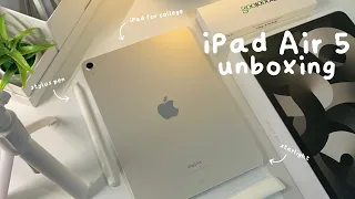 ipad air 5 (starlight) unboxing 🌟 apple pencil alternative + accessories | 2023